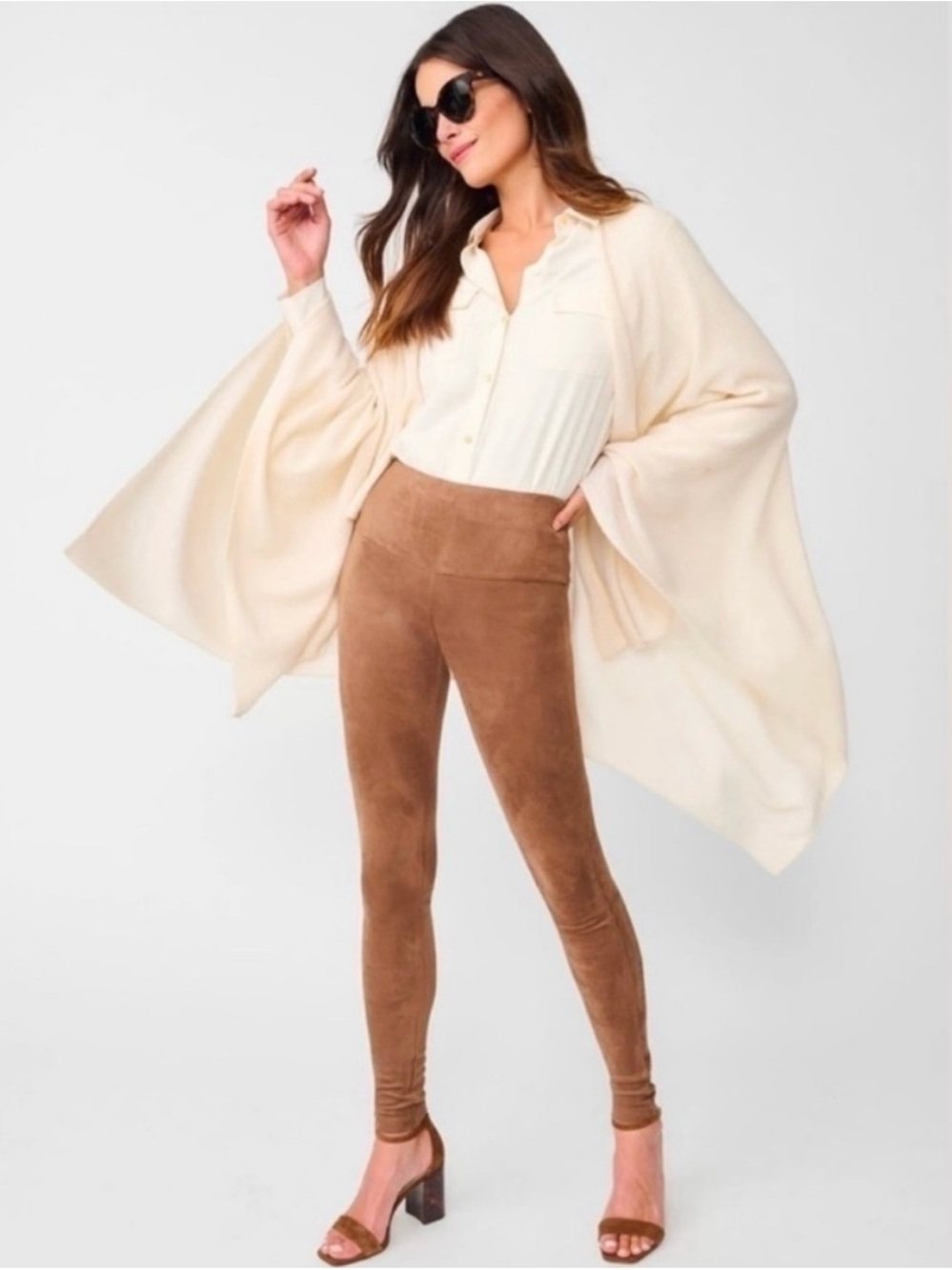 J. McLaughlin High-Waist Faux Suede Pull-on Leggings in Mocha, Small
